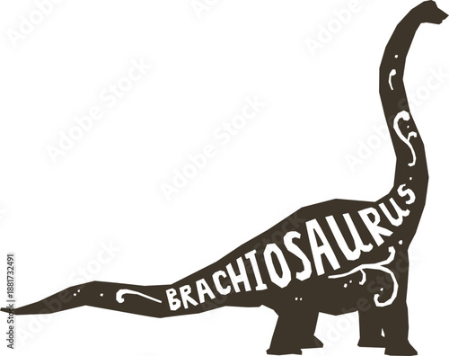 Vector illustration of a cartoon dinosaur skeleton and animal silhouette art for a creative music design icon isolated on white