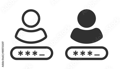 User password code validation tech icon line stroke bold solid simple graphic illustration set, account security authentication access passkey, identity interface ui sign symbol, member login clip art