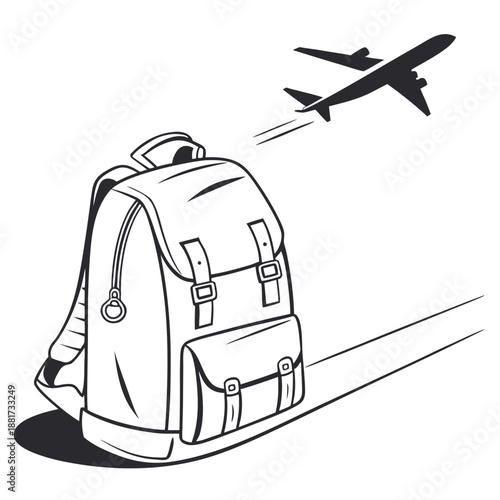 Travel Backpack Vector Illustration Isolated on White Background