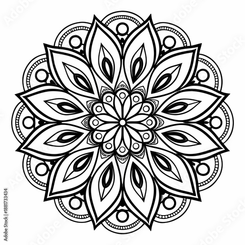 Intricate Monochrome Fine Line Mandala Art Pattern for Meditation
