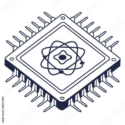 Quantum Computing Chip and Processor Icon Vector