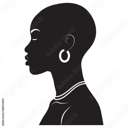 African Woman Profile Silhouette Elegant Minimal Portrait Illustration
