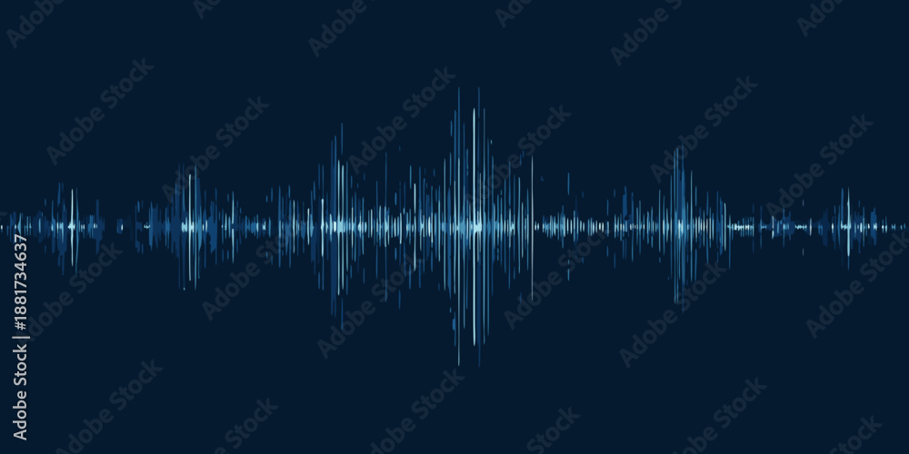 Obraz premium a blue sound wave on a dark background with light reflections