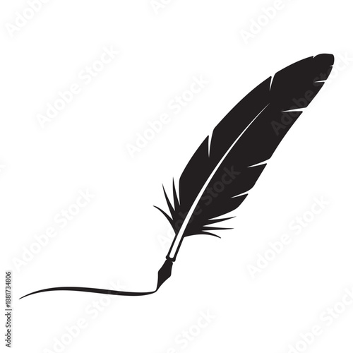 Quill Feather Pen Silhouette Symbol of Writing and Creativity