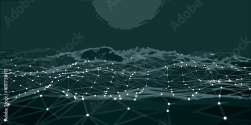 a digital representation of a network or web with nodes and connections