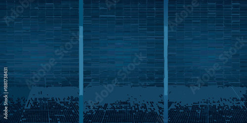 a dark blue background with a crowd of people in the stands