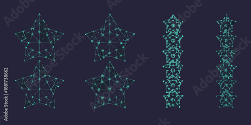 a collection of star shaped designs with connected dots and lines