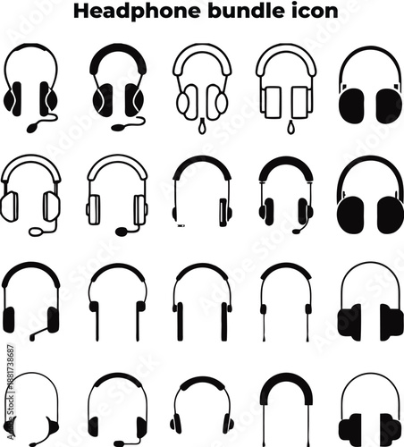 Minimalist Black Headphones Icon Vector Silhouette for Music and Audio Design