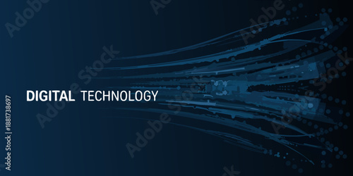 digital technology concept with abstract blue lines and dots