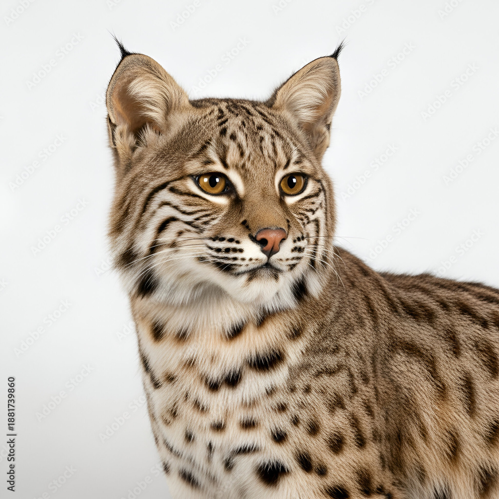Fototapeta premium Bobcat standing alert in woodland