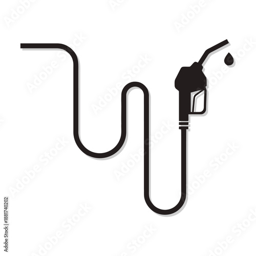 Fuel nozzle with a wavy hose and a single drop of gasoline  fuel pump icon