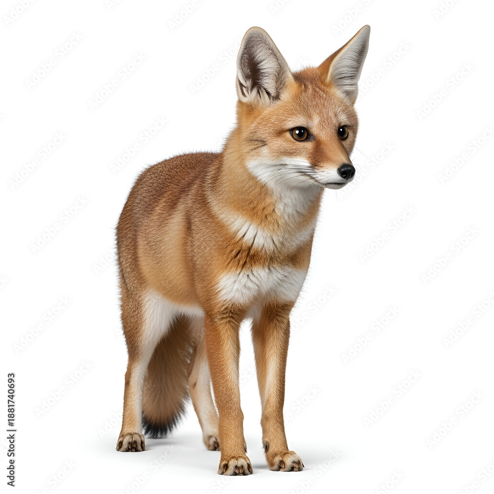 Obraz premium Ethiopian Plains Fox Mammal Isolated on White