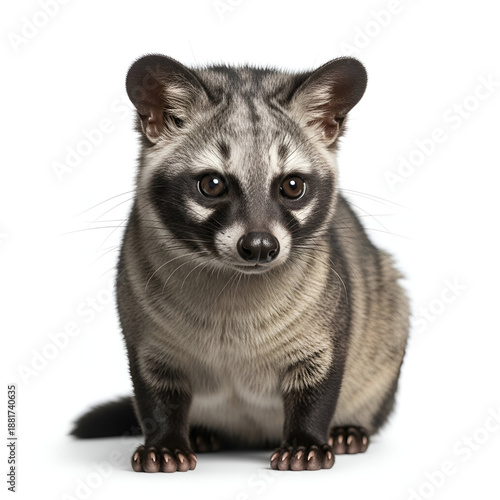 Ethiopian civet walking in forest undergrowth