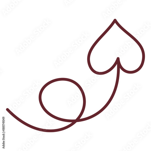 Continuous line swirl garland with heart shapes decoration