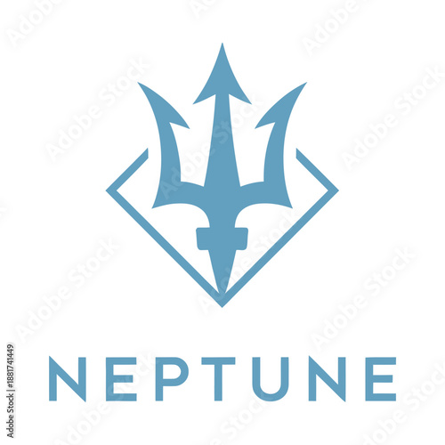 Neptune logo with trident symbol and diamond shape design icon