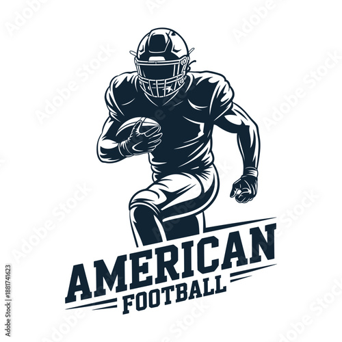 American football player running with ball in hand  Sports action illustration icon