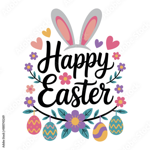 Cute spring Easter Holiday Funny Retro Easter Day Bunny T-shirt Design