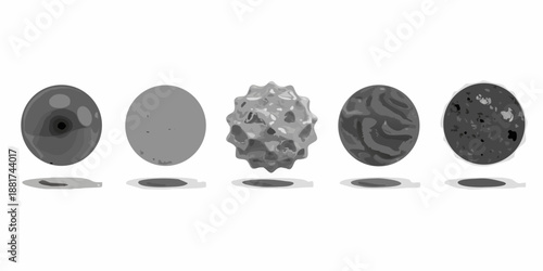 Various shapes and forms of objects in a row on a plain background