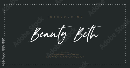 Beauty Beth, Script alphabet letters font logo. Typography luxury classic lettering serif italic fonts decorative wedding vintage retro logos. vector illustration
