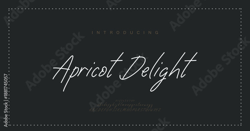 Apricot Delight, Script Minimal luxury font alphabet logo. Typography beauty fashion elegant minimalist serif italic fonts decorative wedding vintage retro logos. vector illustration
