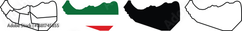 Somaliland map icon set. Somaliland geographical borders isolated on Transparent background. Flag of Somaliland.