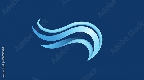 A serene blue wave design element on a clean white background