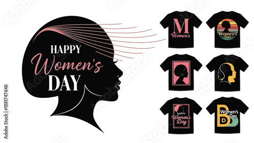Celebrating women s day with stylish t shirt designs featuring a silhouette and empowering messages of equality