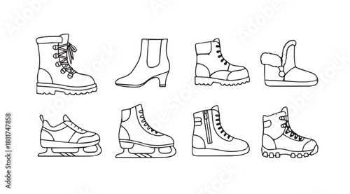 Variety of winter footwear