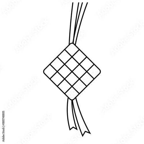 Traditional Asian woven rice dumpling outline icon for cultural celebrations and festive occasions