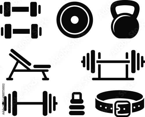 Fitness and Gym Equipment Icons A Collection of Workout Tools