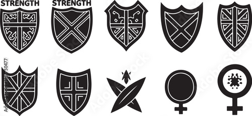 Strength and Empowerment Symbols in Black and White Vector