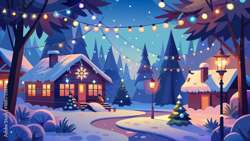 winter landscape with christmas tree