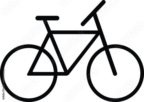 Simple line art icon of a bicycle with a triangular frame and circular wheels representing transportation and freedom