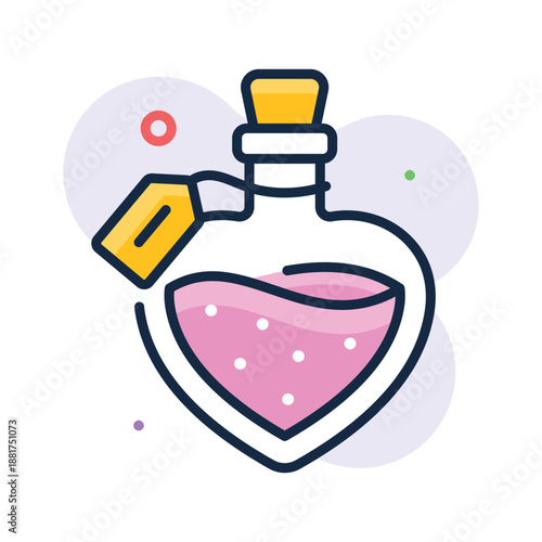Easy to edit flat outline icon of magical love potion concept