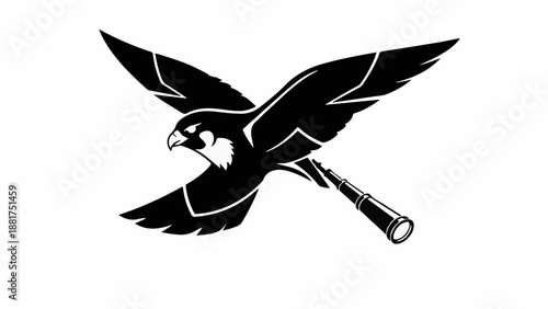 Stylized falcon in flight, symbolizing speed and vision