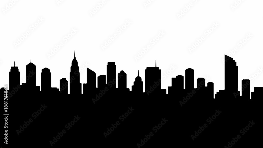 Obraz premium Modern city skyline silhouette against a bright, clear sky