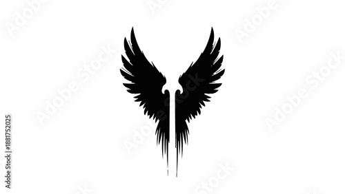 Symbol of power, freedom, and strength represented by black stylized wings and a sword.