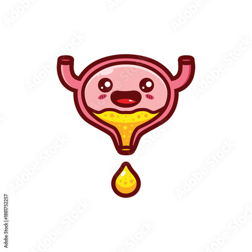 cute happy bladder urinating cartoon