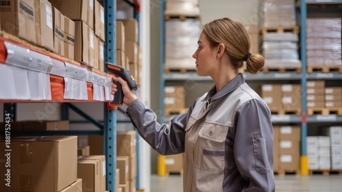Warehouse Staff Performing Barcode Scan for Inventory Accuracy