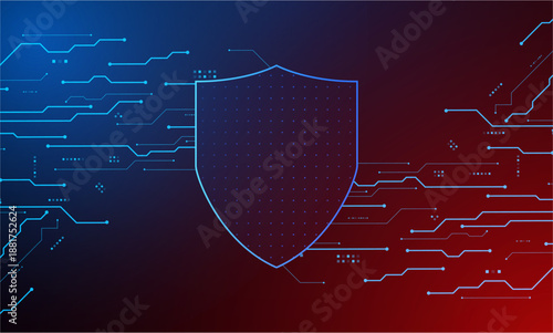 Cyber security technology concept , Shield With Keyhole icon , personal data , vector illustration.	
