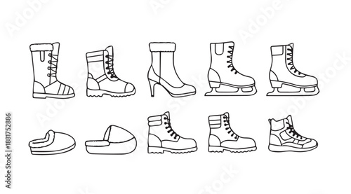 Assorted winter footwear collection