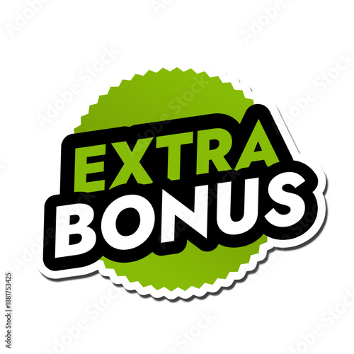 Light green sticker with extra bonus text for your designs