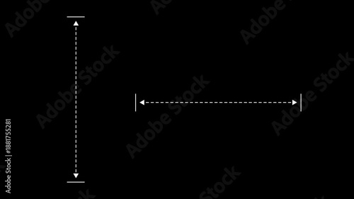 Animation of the measurement line and arrows on a black background. 4K