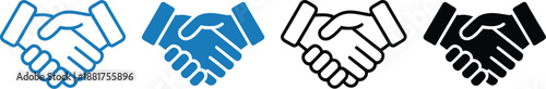 Handshake icons representing agreement, partnership, and cooperation in business and professional contexts, symbolizing trust and connection