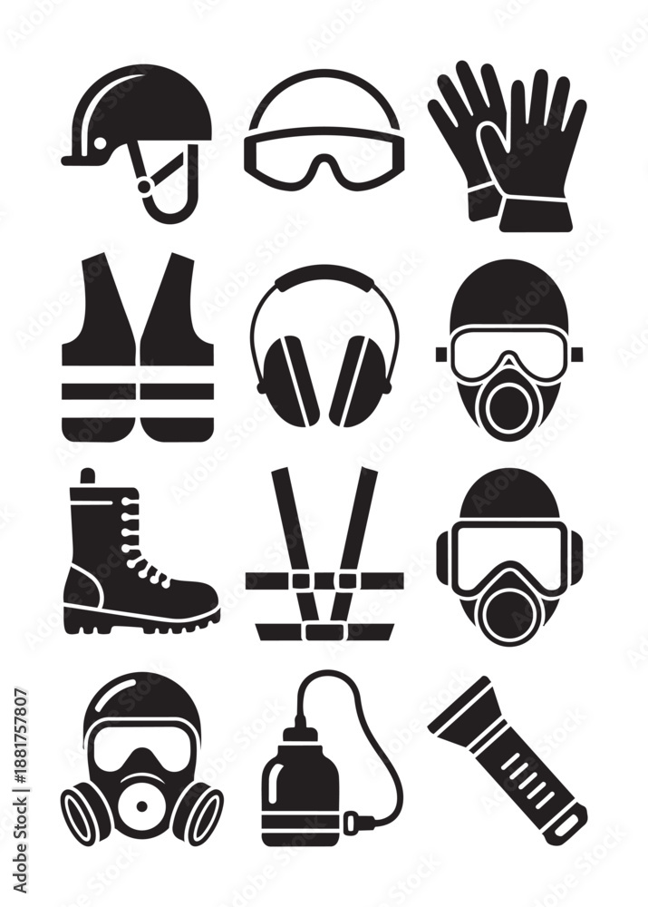 Ταπετσαρία Black and white of safety equipment protective