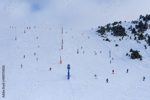 Wallpaper Mural Skiers of all levels descending an intermediate slope in Grandvalira Grau Roig, Andorra. Torontodigital.ca