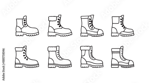 Collection of white combat boots