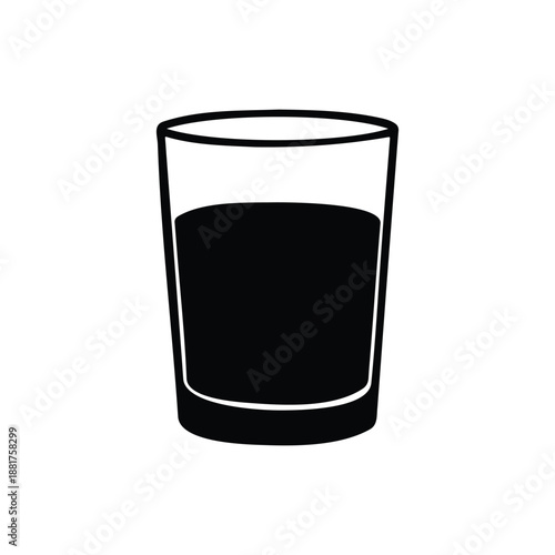 Drink glass silhouette icon vector flat design.