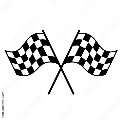 Two crossed checkered flags ,checkered finish flag Black silhouette vector,finish flag  icon