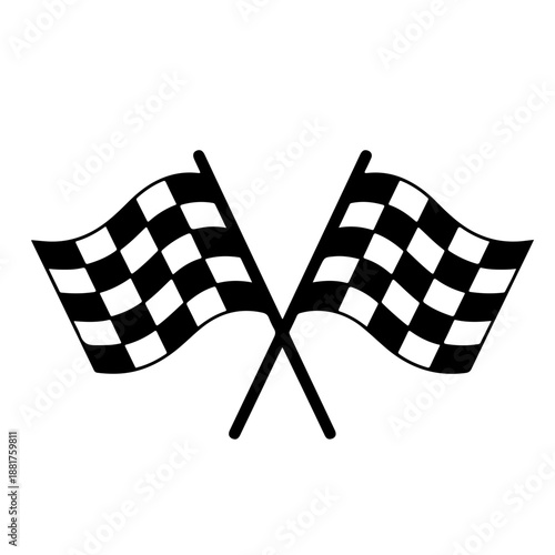 Two crossed checkered flags ,checkered finish flag Black silhouette vector,finish flag  icon